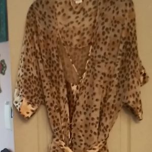 Cinema Etoile Size XL Mesh Cut Out bust Sexy Slit the full length peignoir set